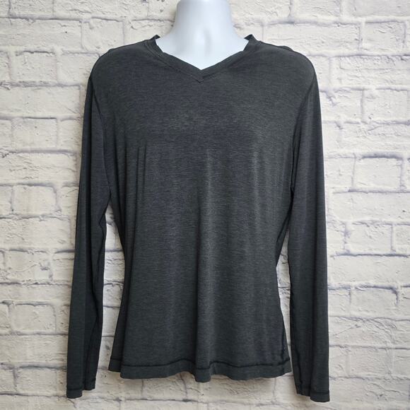 Lululemon Shirt Mens Size Medium Long Sleeve Gray 5 Year Basic Tee V Neck - Picture 1 of 16